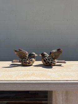 Vintage Pair of Cast Iron Bird Candle Holders