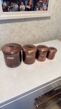 Vintage copper kitchen canisters