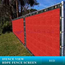 Ifenceview 8'x 14' Red Shade Cloth Fence Privacy Screen Fabric Mesh for Construction Site, Chain Link Fence, Yard, driveway, Patio
