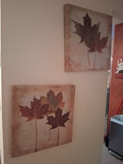 Autumn Maple Leaf Canvas Wall Art Set of 2 $16 obo