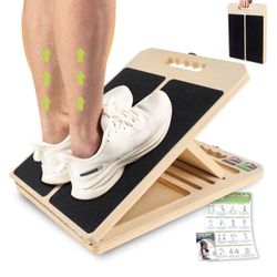 Slant Board for Calf Stretching, Adjustable Portable Wooden Incline Board for Calf Stretcher with Training Poster, 300 Lbs Weight Capacity Calf Stretc