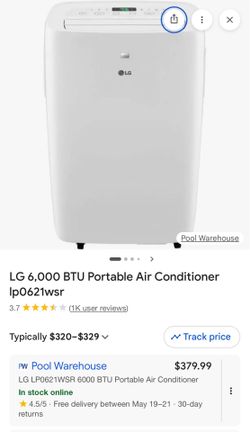 LG 6,000 (DOE) BTU Portable Air Conditioner Cools 250 Sq. Ft. with Dehumidifier in White