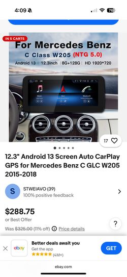 12.3 Touch Screen Audio CarPlay For Mercedes Benz C300