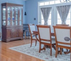 Full Cherry Dining Room Set (chairs, table, extensions, cover, side buffet, and