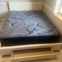 Queen Bed Frame With Pillow Top Mattress All New Furniture And Free Installation   Free Delivery 