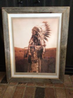 HIGH HAWK REPRINT OF A EDWARD CURTIS photo Framed On Distressed Barn Wood Frame Indian Art