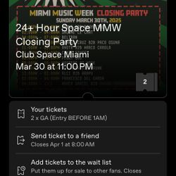 Club Space Closing Party Tickets 