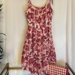 Pink Floral Mini Dress Size L