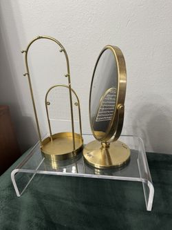 Gold Mirror And Jewelry Holder 