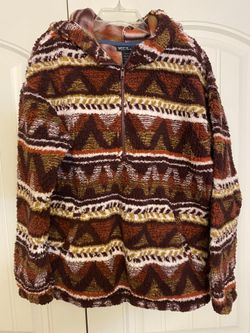 New With Tags Wrangler Retro Women’s XS Sherpa Fleece 1/4 Zip Pullover Sweater Aztec Burgundy 