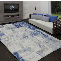 8/10 Brand New Modern Blue Gray Rug 
