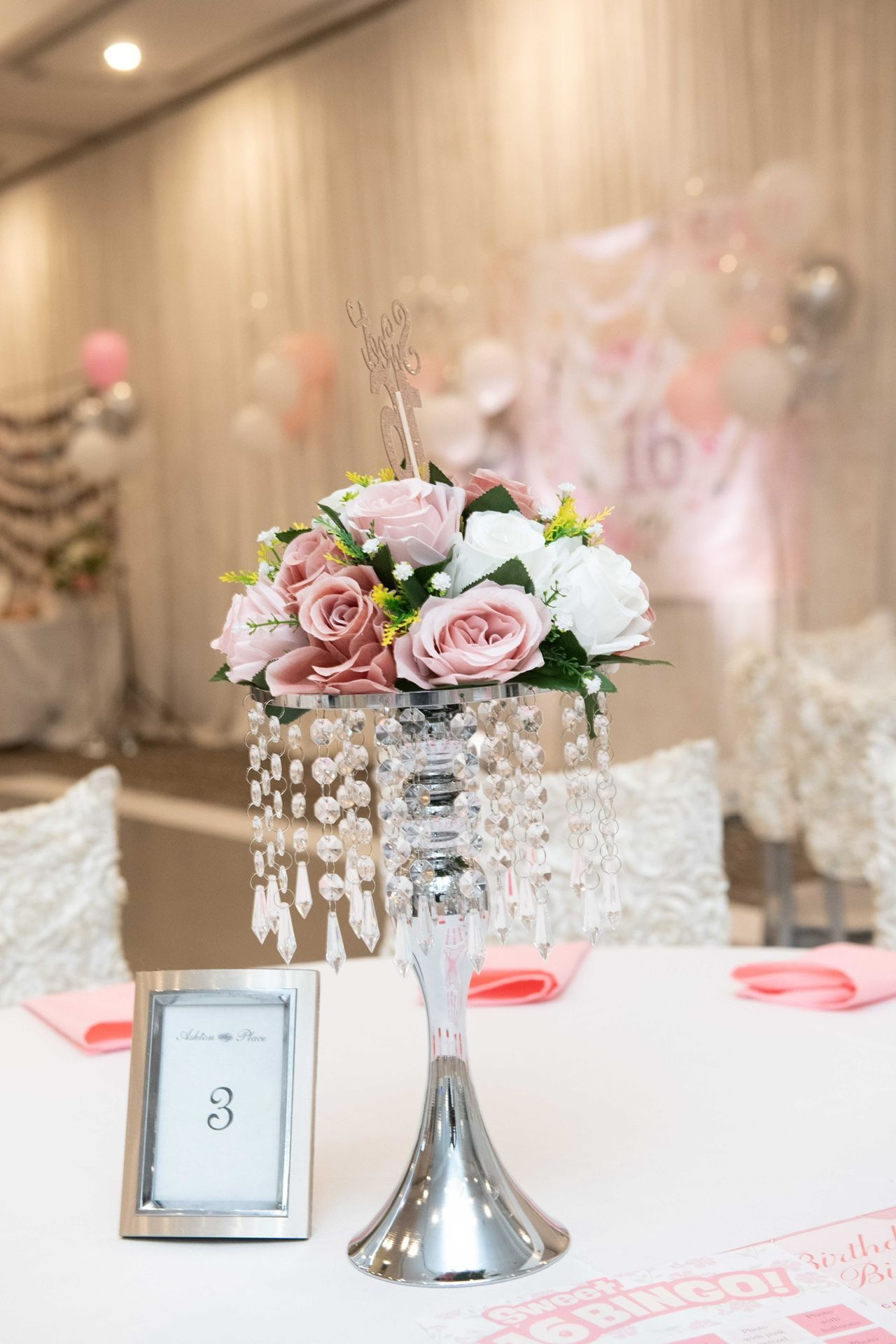 Party Table Centerpiece- With Flowers-15 Total