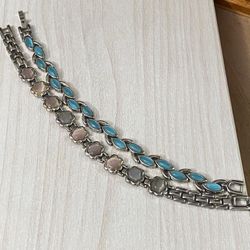 Pulseras Stainless Diferentes Piedras Azul, Rosa, Morado Joyería Antigua Casa Una 