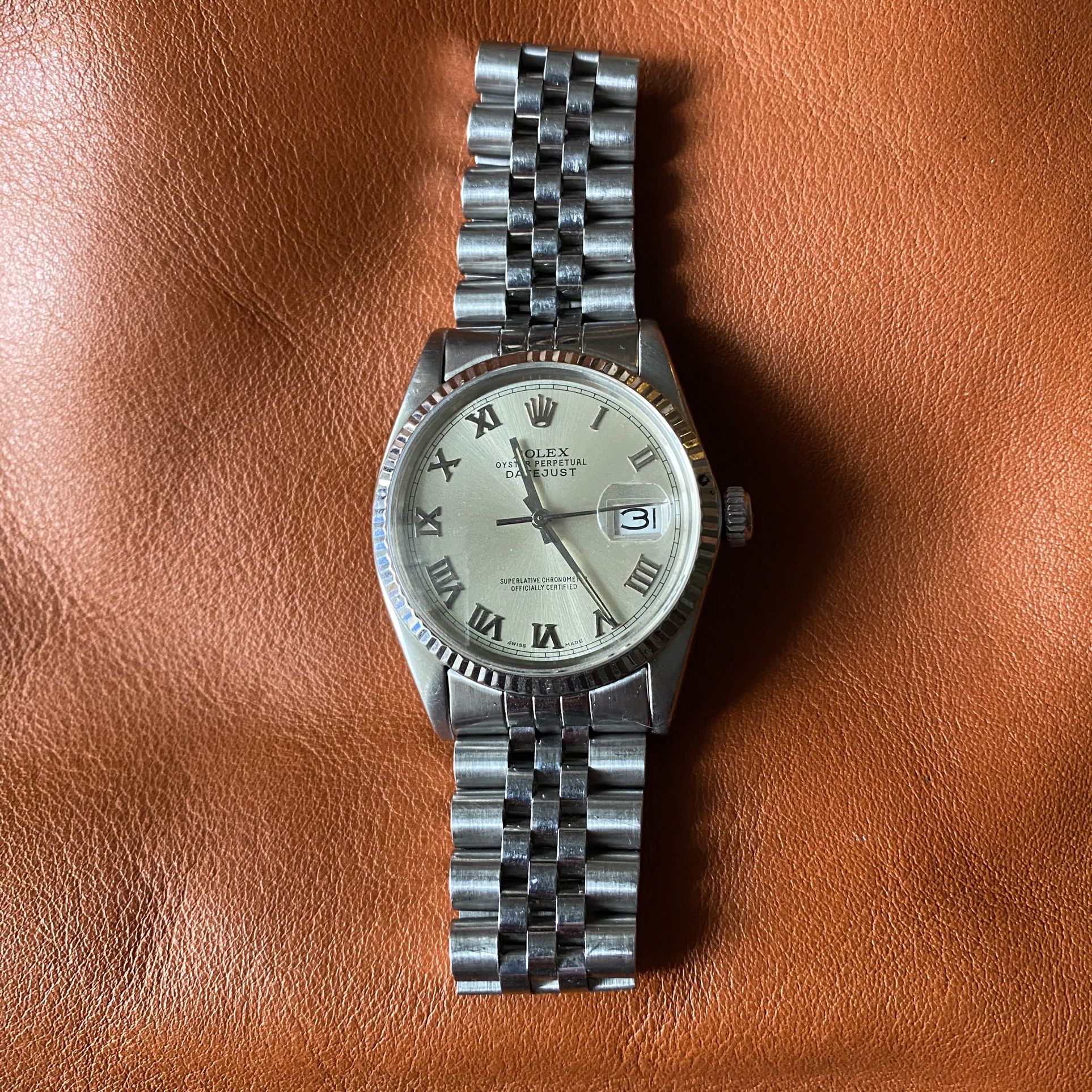  Rolex Datejust 16014 Mens 36mm Steel Automatic Watch Jubilee Roman Numerals