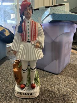 Vintage Greek Ouzo Evzonas Empty bottle ca 1950 Early version by Metaxa  liquors