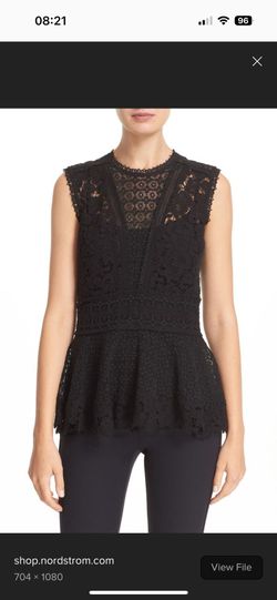 NEW Rebecca Taylor Designer Black Crochet Lace Top