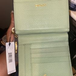 Beautiful DKNY Leather Wallet With Mint Green Inside