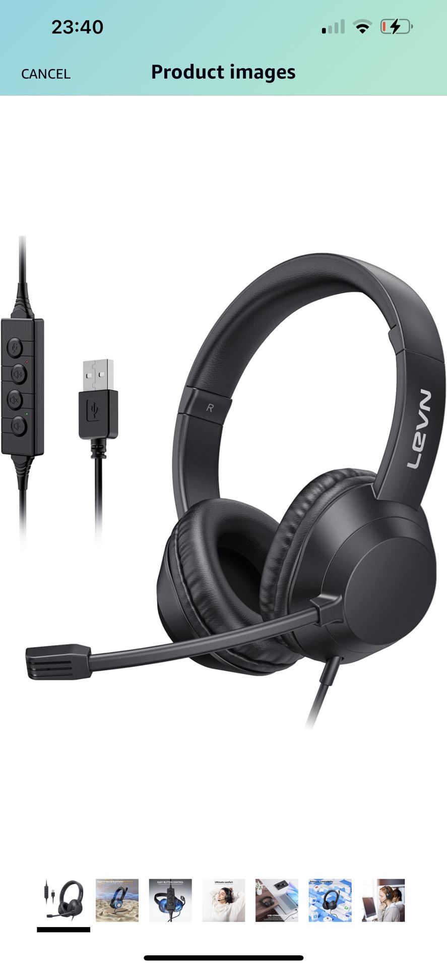 Brand New Headset with Mic, USB Headset with Microphone, Computer Headset with Noise Cancelling Microphone for Laptop PC, Mute in-line Controls, Wired
