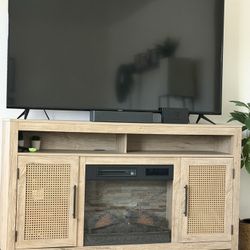 65 Inch Tv Stand Whit Fire Place 
