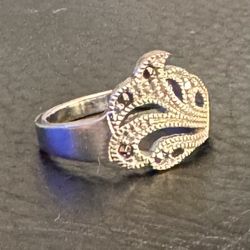925 Sterling Silver Ring, Marcasite Stones, Size 6 1/2, 3 Grams