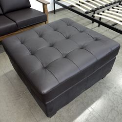 Mario Brown Faux Leather Ottoman