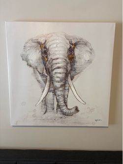 28” x 28” Elephant Canvas Wall Art – Textured Mixed Media