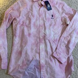 New Polo Ralph Lauren Pink Long Sleeve Button Shirt