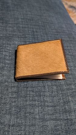 Vintage Hair-On-Hide Cowhide Leather Men's Bifold Wallet Brown with Multi-Page Photo ID Sleeve Insert