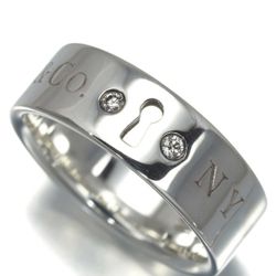 Tiffany & Co Sterling Silver Two Diamond Keyhole Lock Ring Size 5