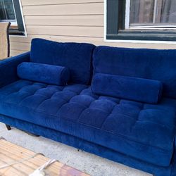 Deep blue velvet Couch
