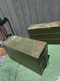 Green metal index card drawers