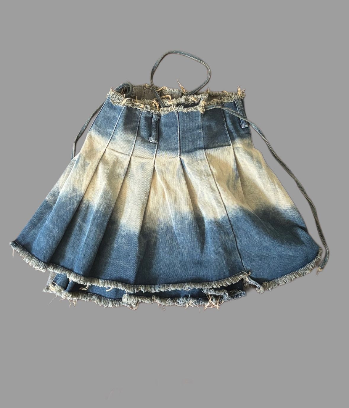 Y2K Distressed Denim Pleated Mini Skirt