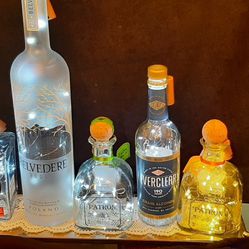 Empty alcohol bottles with lights- $10 and up
