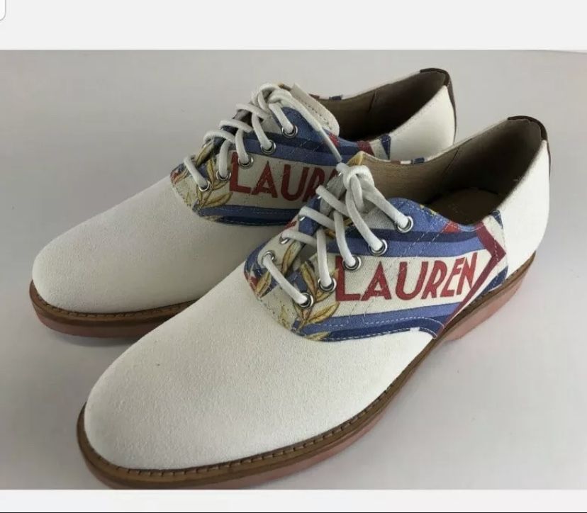 Polo Ralph Lauren Rhett Saddle Shoe White Suede Oxfords Men's New Le