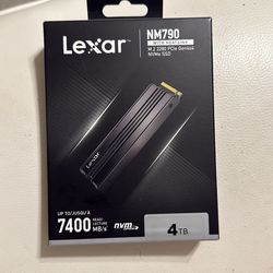 Lexar 4TB NM790 SSD with Heatsink PCle Gen4 NVMe M.2 2280 Internal Solid State Drive, Up to 7400/6500 MB/s Read/Write, Compatible with PS5, for Gamers
