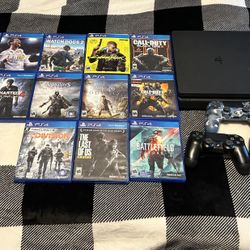 ps4 slim included with 3 controllers & 13 games