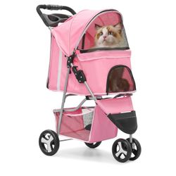 Cat Dog Stroller,3-Wheels Pet Stroller for Medium Dogs 30 Lbs, Cat Strollers for 1 Cats, Foldable Dog Stroller with Storage Basket and Cup (Y005)