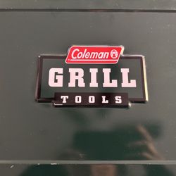 BBQ Grill Tools - Vintage Coleman 4 Piece Set in a Classic Green Tin Box
