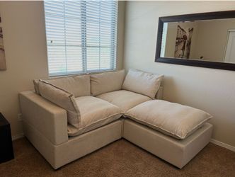 Like New Tan Albany Park 3 Piece Sectional - Cloud Couch Style