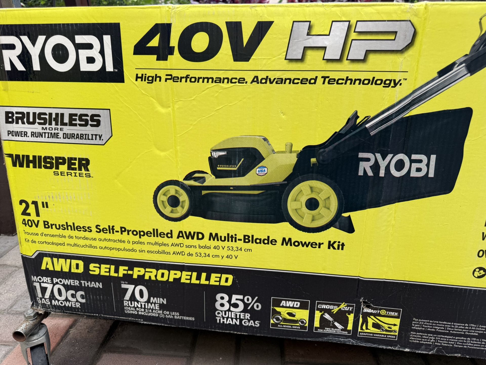 21 Inch 40V Ryobi Brushless Self-propelled Lawnmower(tool Only)