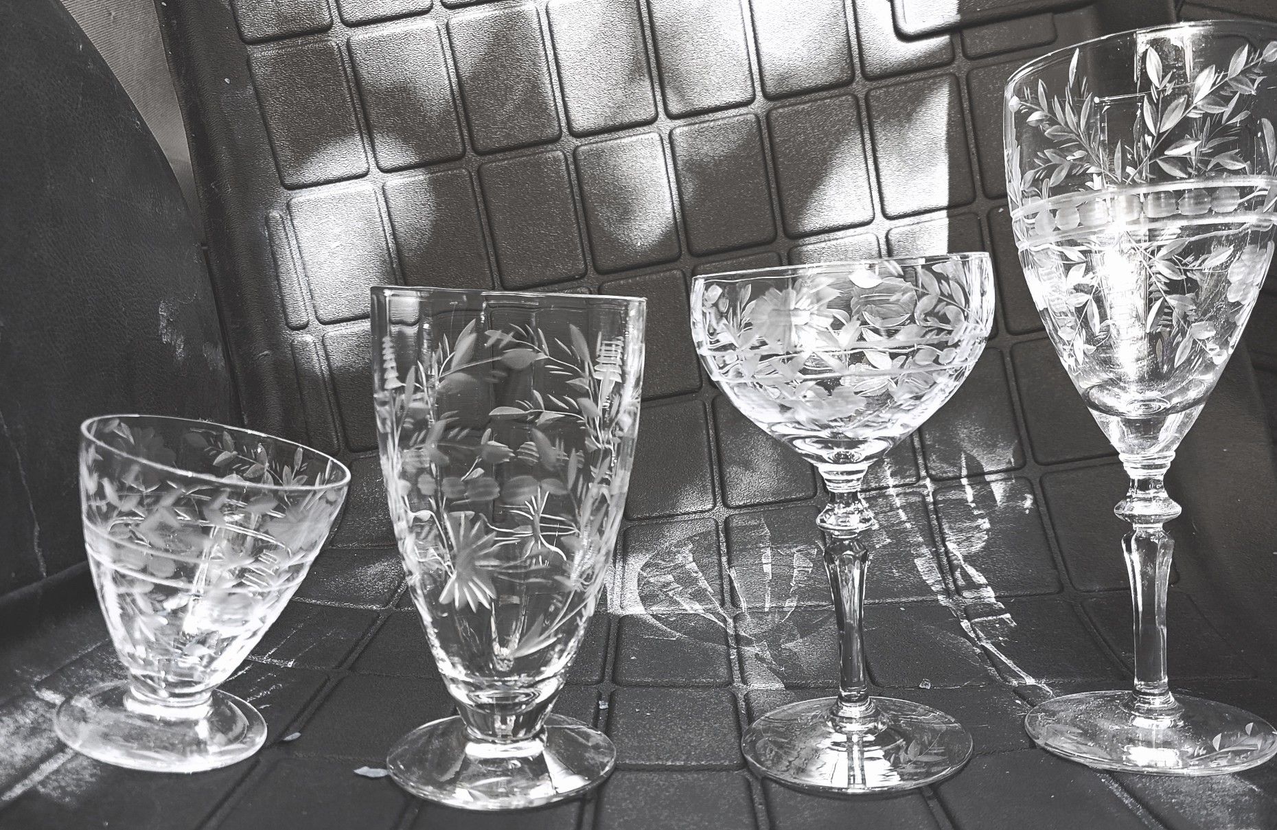 33 Piece Antique Lennox Etched Crystal Glasses