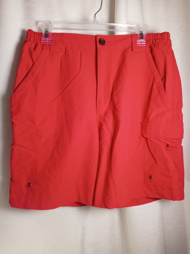 Reel Legends Red Womens Size M Quick Dry Nylon Solid Fishing Camping Shorts