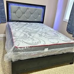 Limited offer !!! Come first get first##Brand new Black led Queen|King|Full Bed farme with huge quality of mattress