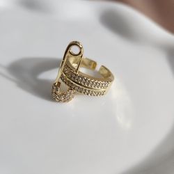 New 14k gold plated adjustable ring