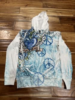 Y2K Fang Zipper Hoodie Front and Back Graphics Large