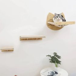 Wall-Mounted Cat Shelves with Cat Perch