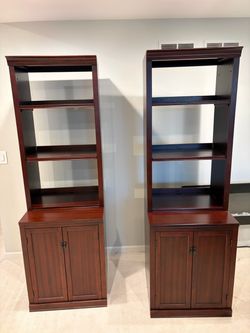 Pair of Wood Bookcase Cabinets from Pottery Barn