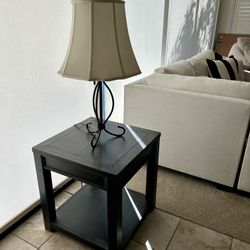 Iron Lamp And Side Table