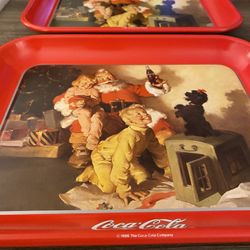 Coca-Cola Santa Claus Christmas, Metal Tray Set of2