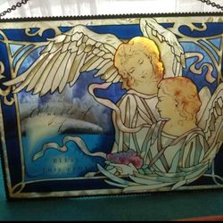 (NEW NEVER USED)  HANDPAINTED STAINED  GLASS LOOK M